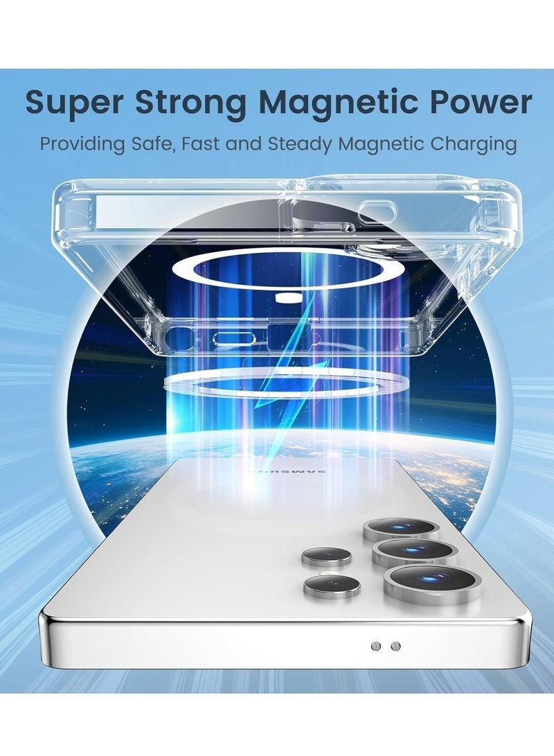 Clicko Samsung Galaxy S25 Ultra Magsafe Case Support Wireless Charging Slim Thin Magnetic Cover Anti Scratch Shockproof Hard Transparent Phone Case Compatible with Samsung Gakaxy S25 Ultra 6.8 Inch - Image 4